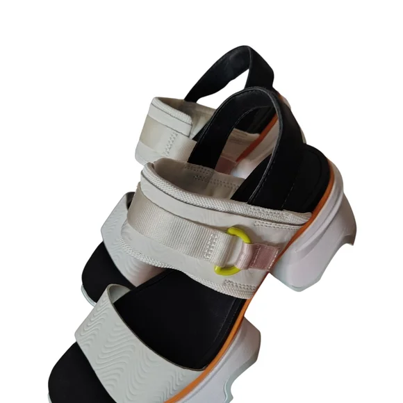 Sorel Women's Kinetic Y-Strap High SZ 8.5- White Orange Wedge Sandals R21 - Picture 3 of 9